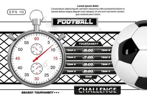 足球记分板海报设计矢量.足球球和特瓦