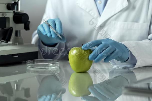 实验室工人运送的出局研究向苹果,校核化学电离