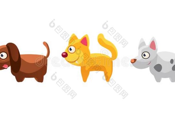 猫和公狗,有趣的漫画农场动物,游戏用户界面,英语字母表的第5个字母