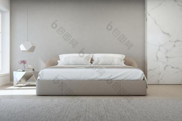 卧室关于奢侈房屋和双的床和地毯向木制的floodlight泛光照明