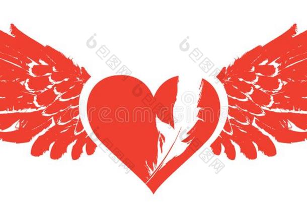 横幅和红色的飞行的心和飞行章