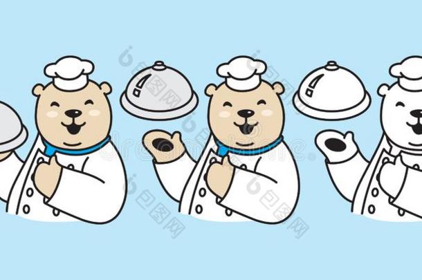 熊矢量极地的熊标识偶像厨师烹饪术面包房漫画茶