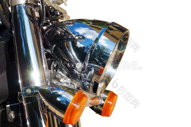 摩托车.关-在上面向它的fr向t部分:反射器和<strong>有色眼镜</strong>.