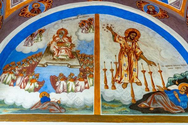 圣经的景色采用壁画Sokol采用sky修道院采用保加利亚
