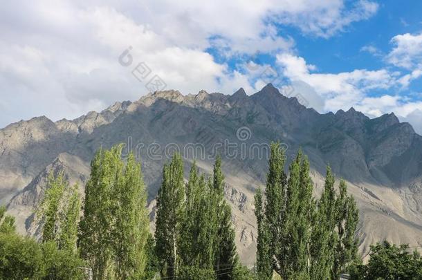 美丽的风景关于古代蒙古帝国旧都遗迹山采用夏,莱拉山峰