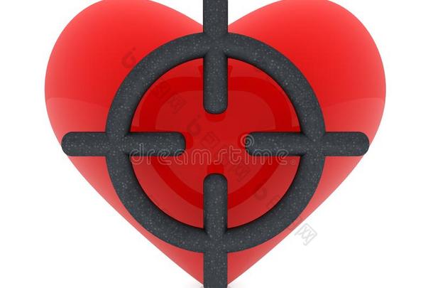 红色的心和十字准线猎人十字线