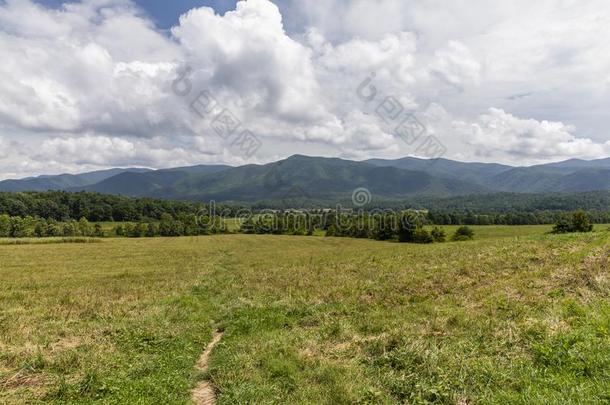 多烟的山山谷