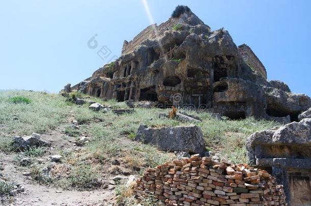 墓地关于耶拉波利斯古代的城市看法,费特希耶,穆格拉,土耳其人