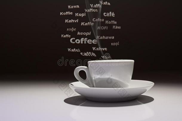 咖啡豆杯子和指已提到的人单词茶馆Ã¨采用许多语言关于指已提到的人世界