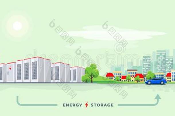 电的动力车站和电池贮存体系和都市的市民