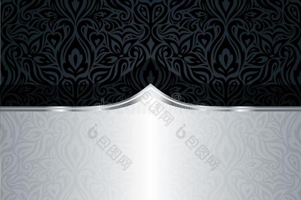 装饰的黑的&<strong>银花</strong>的奢侈壁纸模式时髦的