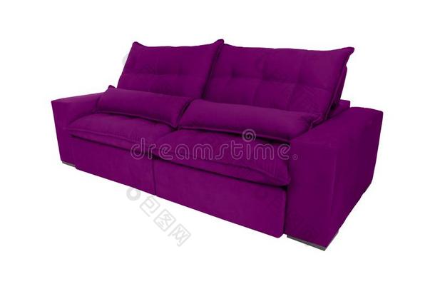 现代的颜色绒面革长沙发椅沙发隔离的向白色的