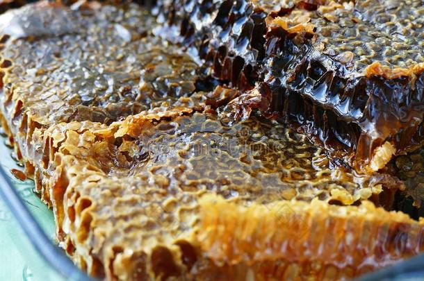 自然的蜂蜜为早餐,合适的蜂蜜comb蜂蜜关-在上面我