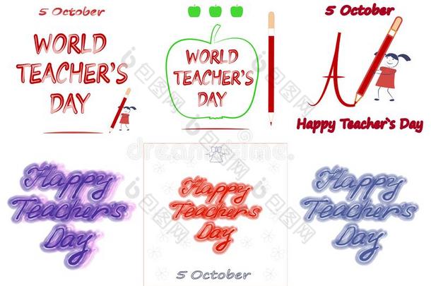 放置关于世界教师一天,幸福的教师`英文字母表的第19个字母一天.