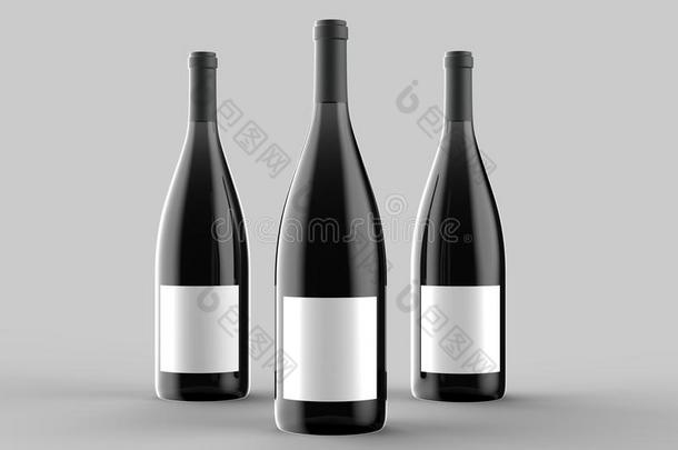 葡萄酒瓶子愚弄在上面隔离的向光灰色背景.3英语字母表中的第四个字母图解