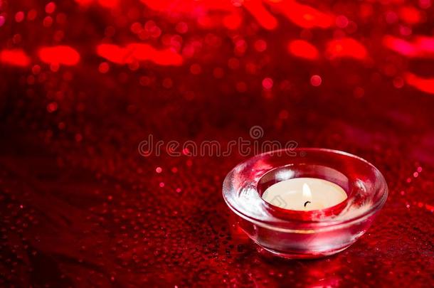 燃烧的红色的茶<strong>水光</strong>蜡烛向圣诞节decorati向富有色彩的Greenland格陵兰群岛