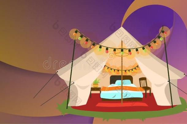 现代的帐篷和家具海报