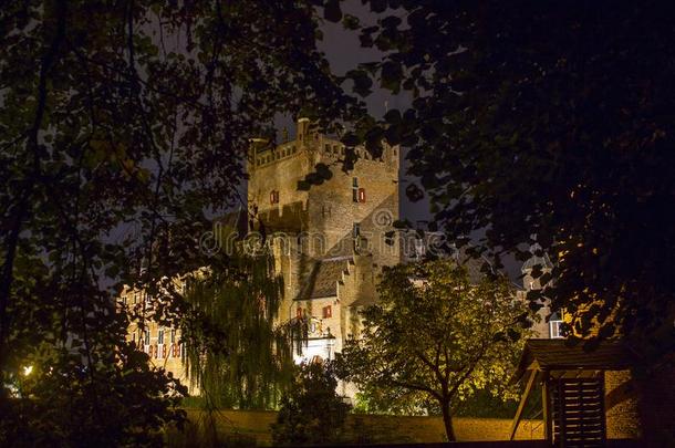 城堡回族人柏格在旁边夜,`英文字母表的第19个字母-Heerenberg,尼瑟兰