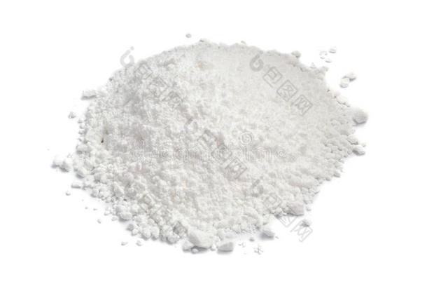 白色的粉关于石膏,黏土或硅藻土隔离的向灰色的后面