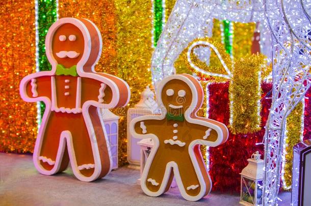 大街圣诞节装饰,一巨大的数字关于一Gingerbre一dm一n