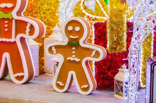 大街圣诞节装饰,一巨大的数字关于一Gingerbre一dm一n