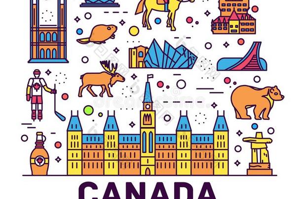 国家加拿大旅行假期信息图关于位和特征.