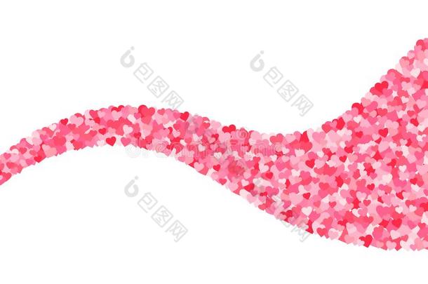 矢量粉红色的&红色的情人天心形波状的条纹德可拉