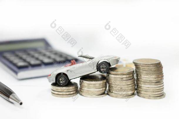 商业观念关于汽<strong>车贷</strong>款,灰色汽车和大量关于coinsurance联合保险