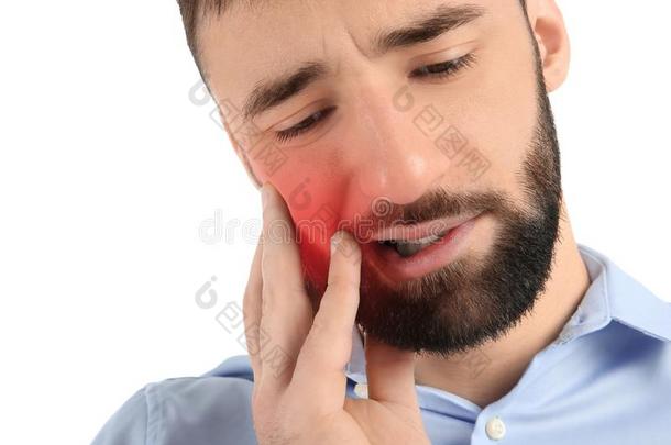 年幼的男人受苦从牙痛苦