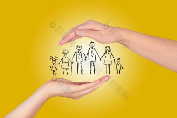 家庭生活保险,保护家庭,家庭概念.