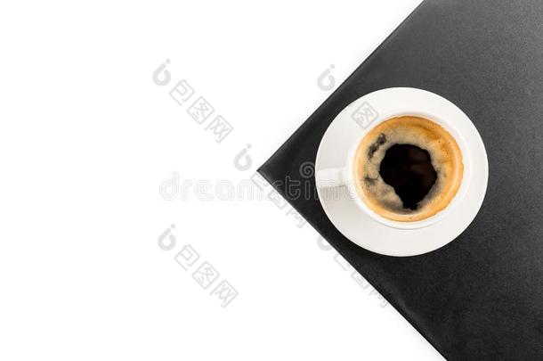 顶看法关于杯子关于浓咖啡c关于fee向黑的餐巾