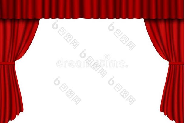 红色的敞开的窗帘采用剧场.丝绒织物c采用ema窗帘矢量