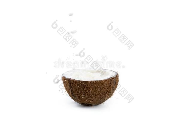 新鲜的成熟的热带的椰子和奶