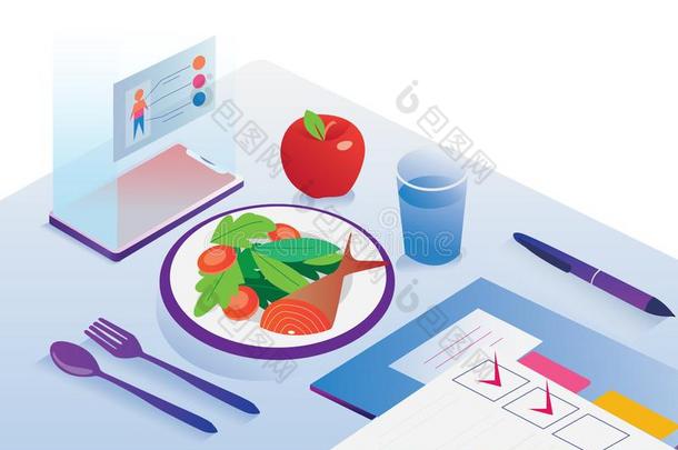 说明关于可移动的计算机应用程序日常饮食健康的处理者食物成果