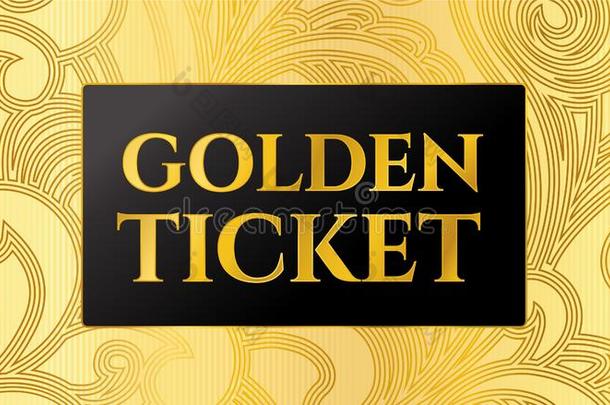 金色的票样板,音乐会票向金背景和英语字母表的第3个字母