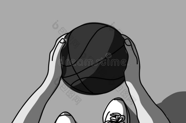 篮球<strong>手脚</strong>和球顶看法灰度级