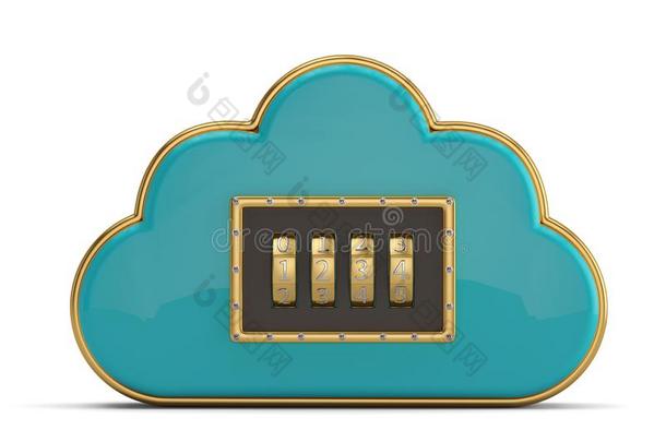 云计算机的运作互联网安全观念蓝色有光泽的云偶像