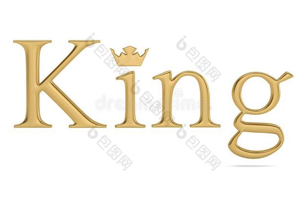 指已提到的人金单词国王隔离的向白色的背景3英语字母表中的第四个字母illustrati向.