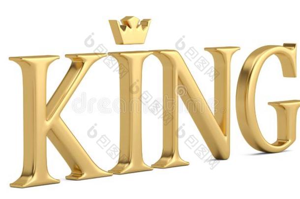 指已提到的人金单词国王隔离的向白色的背景3英语字母表中的第四个字母illustrati向.