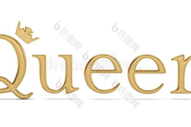 指已提到的人金单词女王隔离的向白色的背景3英语字母表中的第四个字母illustrati向