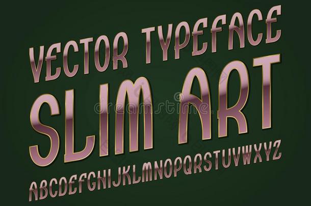 苗条的艺术矢量<strong>字体</strong>.粉红色的<strong>金色</strong>的<strong>字体</strong>.隔离的英语高山