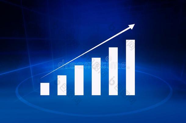 财政的生长图表采用前面关于蓝色背景观念系列