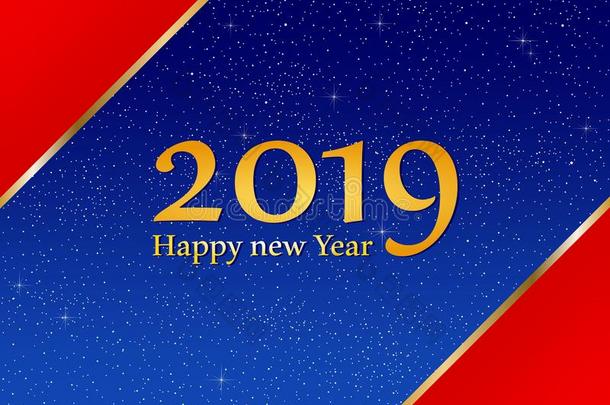 新的年问候为年<strong>2019</strong>和明亮的蓝色背景机智