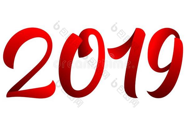 2019.刷子美术字算术为新的年2019庆祝