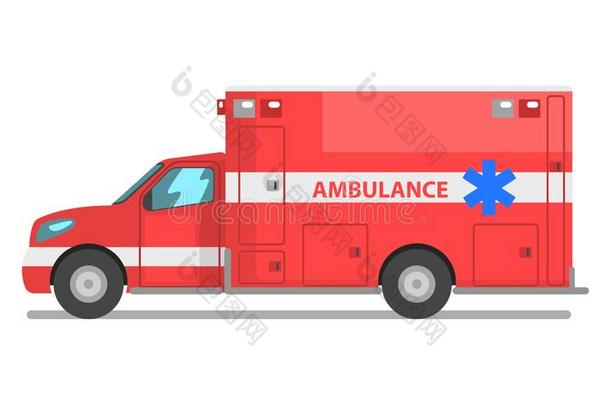 红色的救护车汽车,紧急情况医学的服务车辆矢量illustrate举例说明