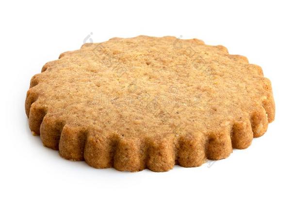 单一的圆形的姜饼饼干隔离的向白色的.边缘呈锯齿状的Edgar埃德加