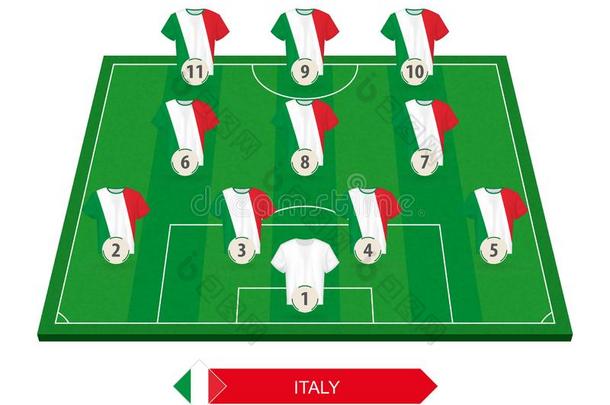 意大利足球队行列向足球田为欧洲的足球