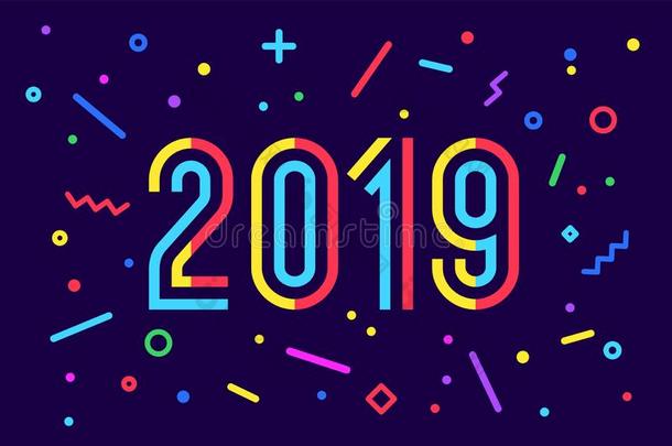 2019,幸福的新的年.招呼卡片幸福的新的年2019