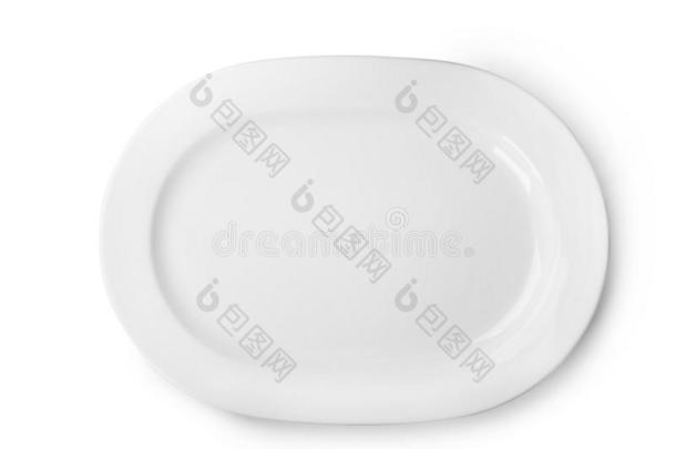 陶器的盘子和空间为文本向白色的背景,顶看法.