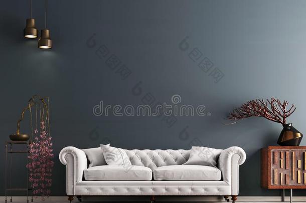 空的墙采用<strong>古典</strong>的方式采用terior和白色的<strong>沙发</strong>向灰色的英语字母表的第2个字母